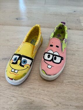 SpongeBob SquarePants and Patrick Cartoon Slip-On Sneakers Size 8 Men 9.5 Women